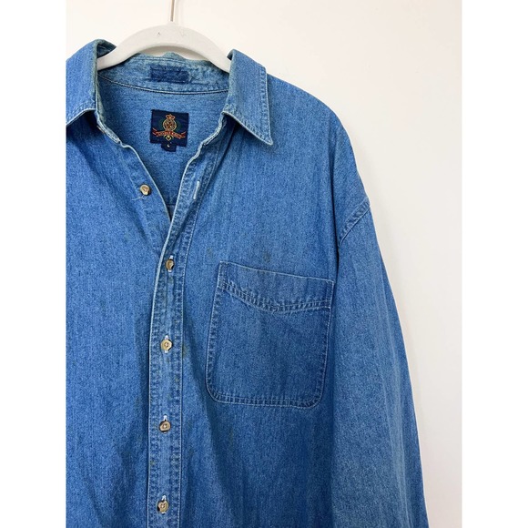 Savil Rowe Denim Button Down Longsleeve Shirt - Picture 4 of 16